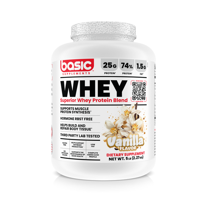 image_0-41.png Basic WHEY 5 LB – پودر پروتئین وی برای عضلهسازی و بازسازی عضلات - تصویر 1
