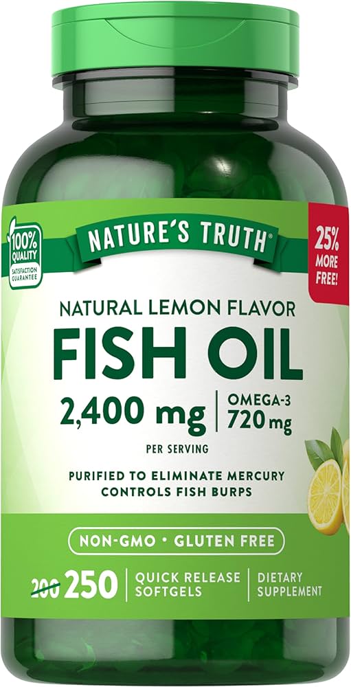 image_0-57.jpeg Nature's Truth روغن ماهی 2400mg – 250 کپسول نرم | مکمل امگا-3 - تصویر 1