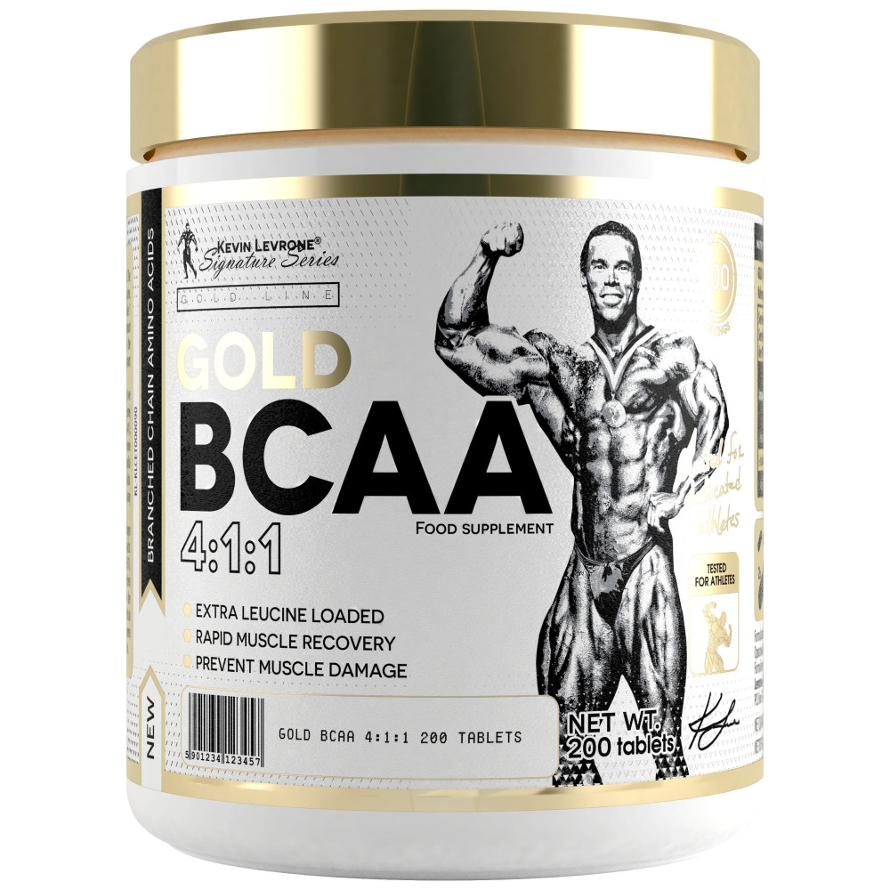 image_0-86.jpeg Kevin Levrone Gold BCAA - 200 Tablets | مکمل آمینواسید شاخهدار برای ریکاوری عضلات - تصویر 1