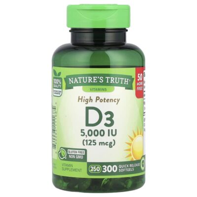 Nature's Truth D3 5000 IU (125 میکروگرم) – 300 Softgels - تصویر 3