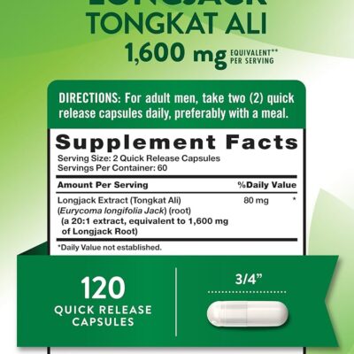 Nature's Truth Tongkat Ali 1600mg – مکمل گیاهی (120 کپسول) - تصویر 4