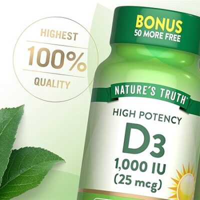 Nature's Truth ویتامین D3 1000 IU (25 میكروگرم) – 250 كپسول - تصویر 3