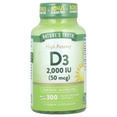 Nature's Truth D3 2000 IU (50 mcg) – ویتامین D3 | 300 کپسول - تصویر 4