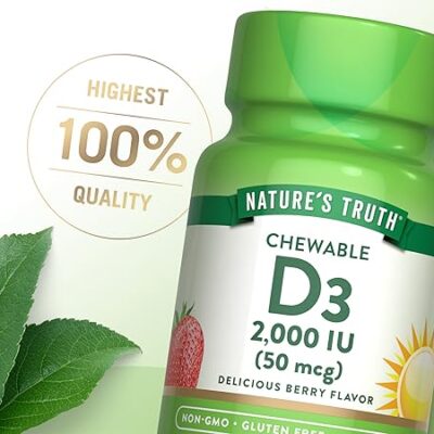 Nature's Truth ویتامین D3 چیوابل 2000 IU (50 میکروگرم) - 100 قرص - تصویر 4