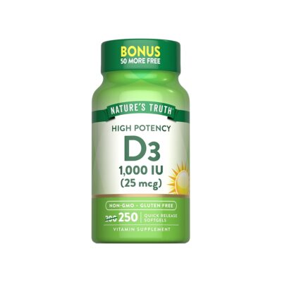 Nature's Truth ویتامین D3 1000 IU (25 میكروگرم) – 250 كپسول - تصویر 5