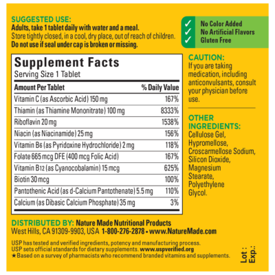 NATURE'S TRUTH B-Complex + C (100 Tablets) – مکمل ویتامین‌های گروه B با ویتامین C - تصویر 3