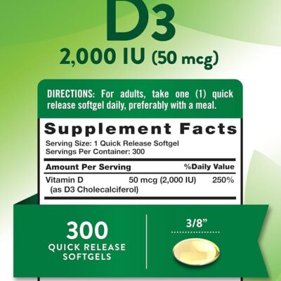 Nature's Truth D3 2000 IU (50 mcg) – ویتامین D3 | 300 کپسول - تصویر 6