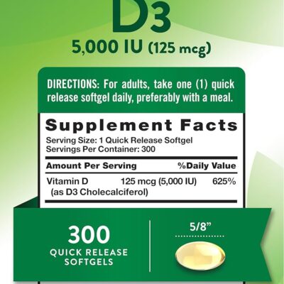 Nature's Truth D3 5000 IU (125 میکروگرم) – 300 Softgels - تصویر 6